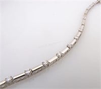14K White Gold Bar Link Diamond Bracelet