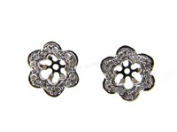 White Gold Flower Design Diamond Earring Jackets
