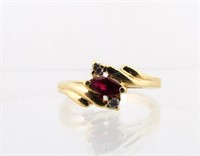 14K Yellow Gold Ruby and Diamond Accent Ring