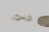 Pair Floret Cluster Diamond Earrings