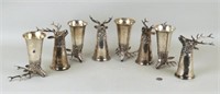 Group Eight German Sterling Tiffany "Stag" Cups