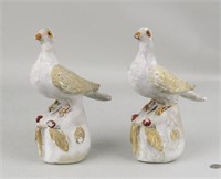 Pair Chalkware Dove Figures