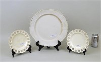 Early Creamware Scalloped Charger, Two Plates
