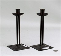 Pair Arts & Crafts Style Copper Candlesticks