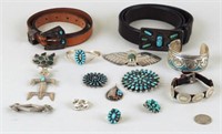 Native American Silver, Turquoise, Stone Jewelry