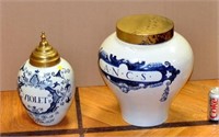 Two Large Delft Covered Jars