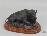 Bronze Recumbent Bison Sculpture