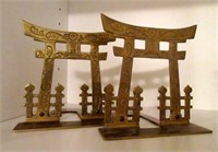 Pair of Pagoda Brass Book Ends