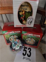 3 COLLECTIBLE LIGHTED/ANIMATED ORNAMENTS