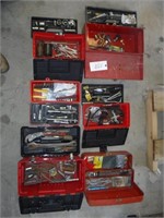 6 TOOLS BOXES W/SOCKETS,PLIERS,WRENCHES,BITS,