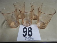 4 SMALL PINK GLASSES