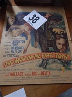 OLD MOVIE POSTER "THE MAN ON THE EIFFLE TOWER"