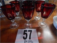 SET OF 6 RUBY GLASS CORDIALS 5"