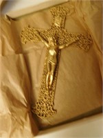 New Old Stock gold colored crucifix for wall art