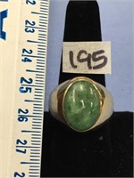 14K gold unisex ring set with a jade, 9.3 grams