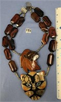Beautiful agate bead double strand necklace with a