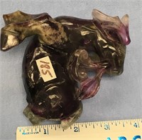 Large 4" antique jade horse, rear legs are broken