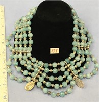 Approx. 18"-20" long 5 stranded necklace, light bl