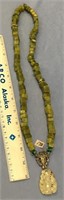Approx. 27" square beaded, stone necklace, flor