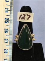Choice on 2; (126-127) Polished green stone set in
