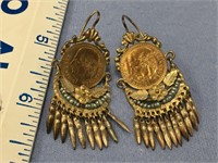 Pair of dangle earrings made out of Two, 1945, 2 1