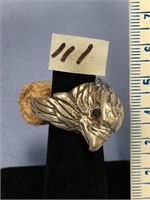 Unique men's, 3D, eagle ring, with inset onyx blac