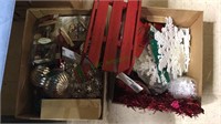 Two boxes of Mostly Christmas decorations