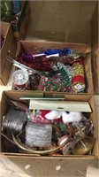 Two box lots of Christmas decorations including