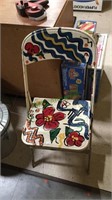Hand painted vintage metal folding chair