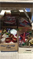 Set of four box lots including Christmas ribbon