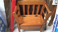 Vintage pine wood entry way bench with storage