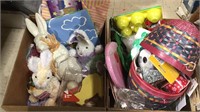 Two boxes of Easter decorations including