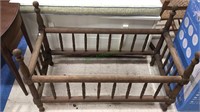 Antique child's bed or crib all natural wood,