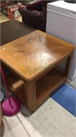 Small two level square side table with rounded