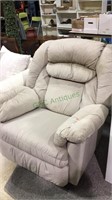Off white recliner with overstuffed back and arms