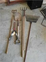 Assorted yard tools.