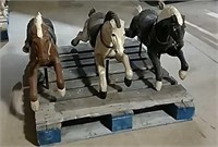 3 cast iron see saw horses