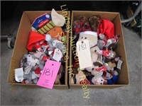 2 Boxes Of Stuffed Christmas Items & Hats