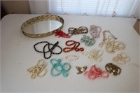 Vintage Beads and Bracelets and Dresser Tray