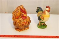 Cookie Jar and Ceramic Rooster