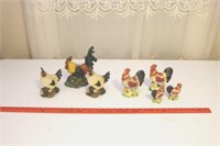 Resin and Ceramic Chickens and Rooster