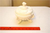 Milk Glass Footed Bowl with Seashell Motif