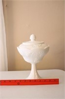 Milk Glass Compote with Lid