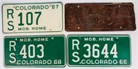 4 Vintage DMV License Plates CO 1960s & AZ 1936