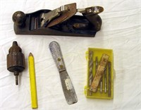 Hand Planer And Drill Bit Lot