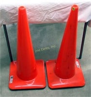 2 Neon Orange Construction Cones