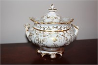 Hand Painted Porcelain Gold Lidded Container