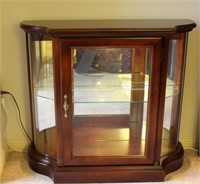 Wood & Glass Curio Cabinet with Curved Glass