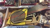Box of misc. hand saws, saw blades