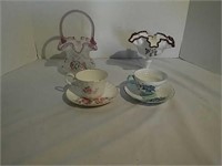 Two Vases, Two Teacup and Saucer Set